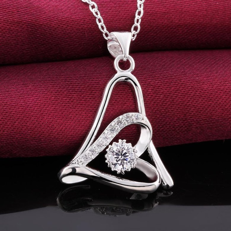 Wholesale Trendy Silver Geometric CZ Necklace TGSPN761 0