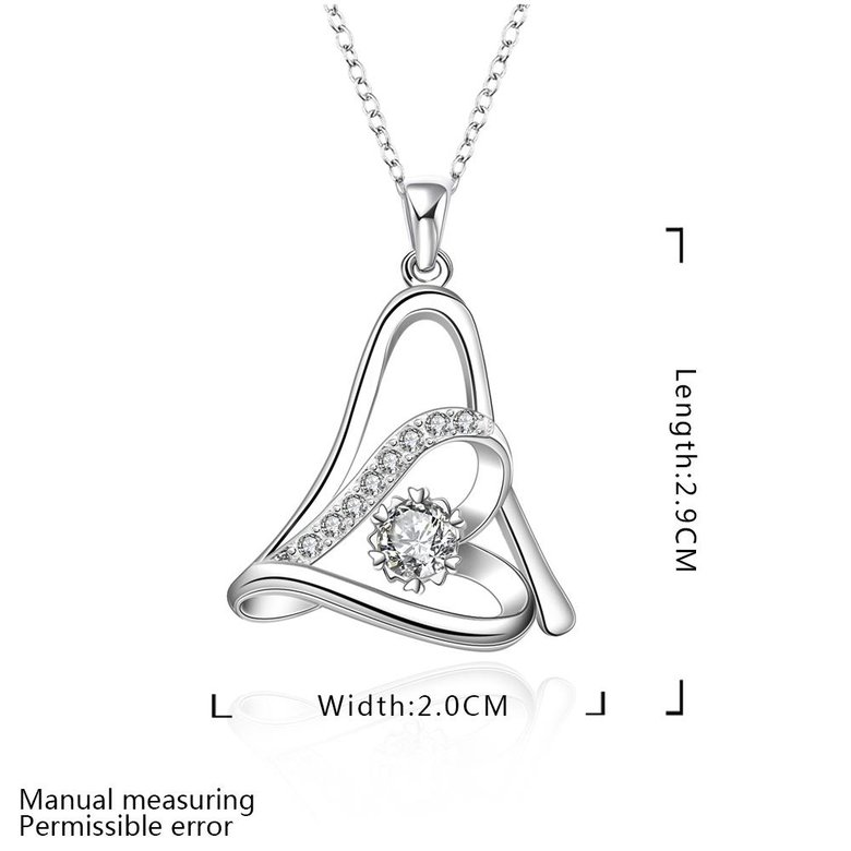 Wholesale Trendy Silver Geometric CZ Necklace TGSPN761 2