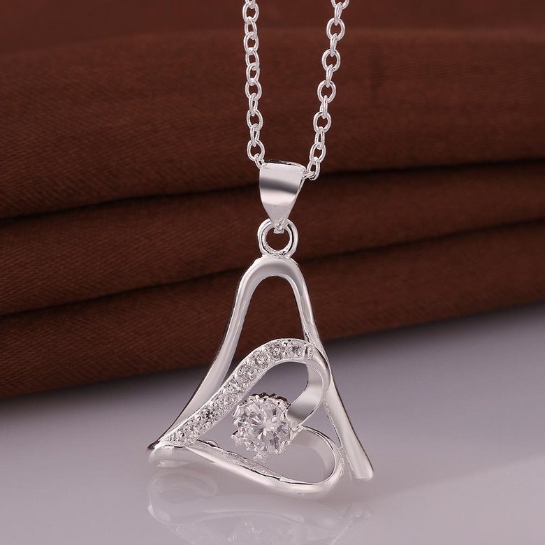 Wholesale Trendy Silver Geometric CZ Necklace TGSPN761 4