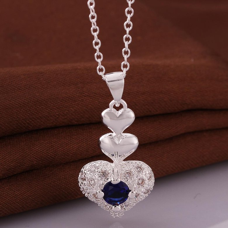 Wholesale Trendy Silver Heart CZ Necklace TGSPN764 0