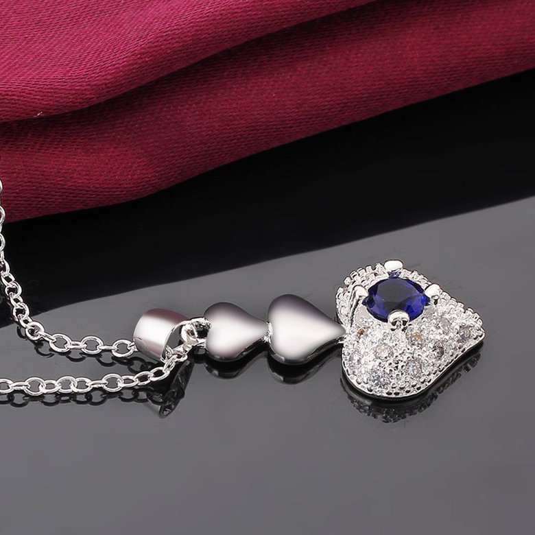 Wholesale Trendy Silver Heart CZ Necklace TGSPN764 1