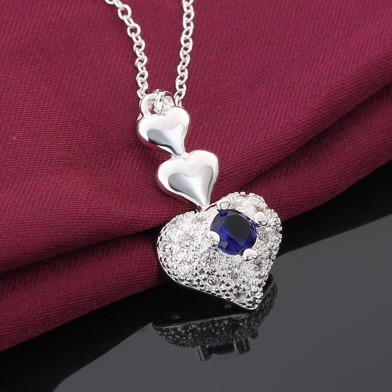 Wholesale Trendy Silver Heart CZ Necklace TGSPN764 2