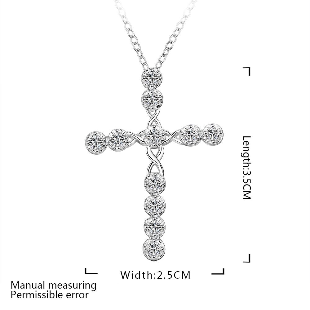 Wholesale Trendy Silver Cross CZ Necklace TGSPN085 3