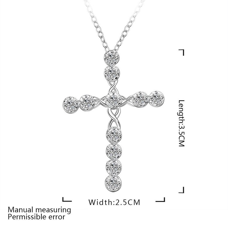 Wholesale Trendy Silver Cross CZ Necklace TGSPN085 3