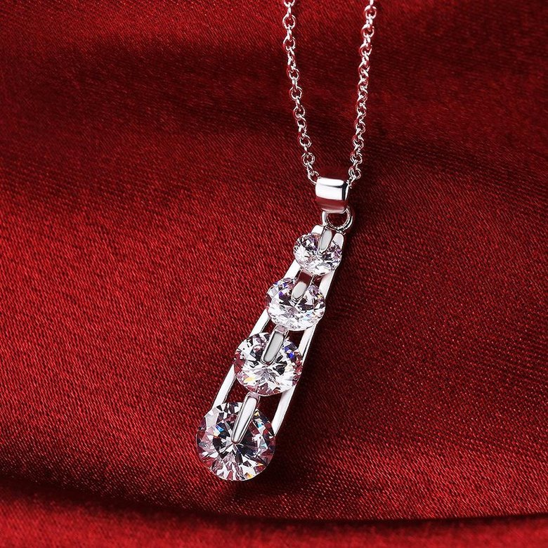 Wholesale Trendy Silver Geometric CZ Necklace TGSPN090 0