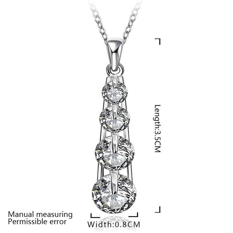 Wholesale Trendy Silver Geometric CZ Necklace TGSPN090 1