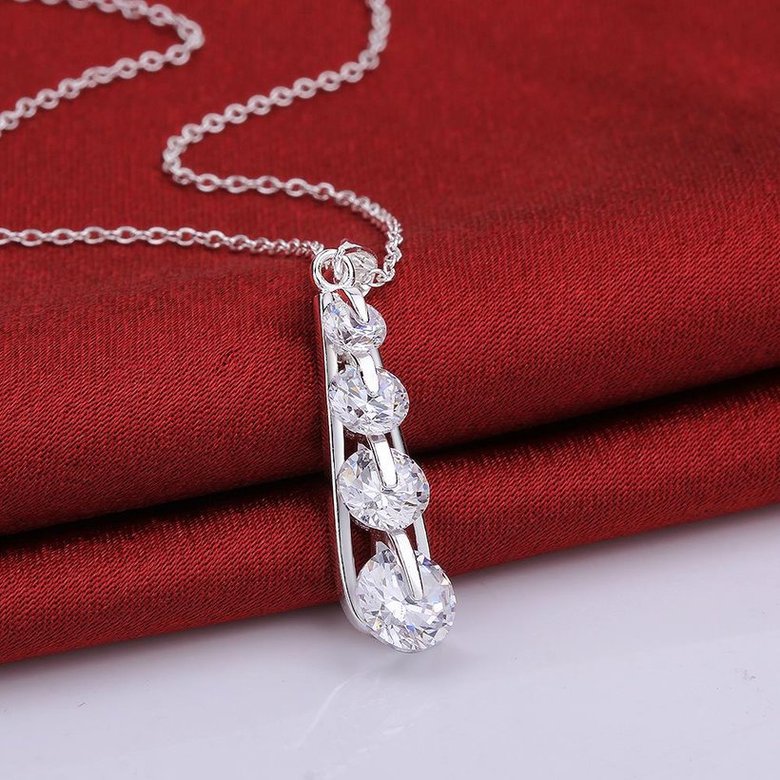 Wholesale Trendy Silver Geometric CZ Necklace TGSPN090 2