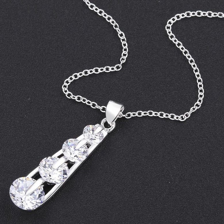 Wholesale Trendy Silver Geometric CZ Necklace TGSPN090 3