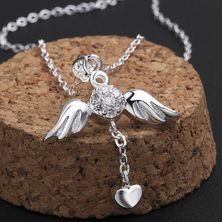 Wholesale Trendy Silver Heart CZ Necklace TGSPN105 2