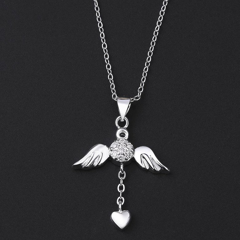 Wholesale Trendy Silver Heart CZ Necklace TGSPN105 4