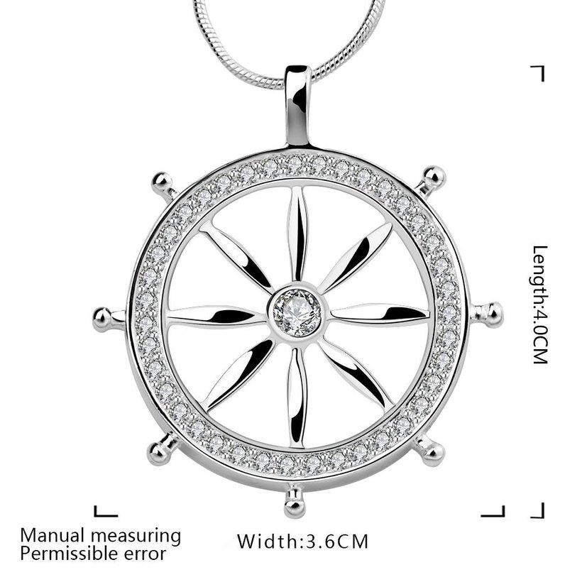 Wholesale Trendy Silver Round CZ Necklace TGSPN117 0