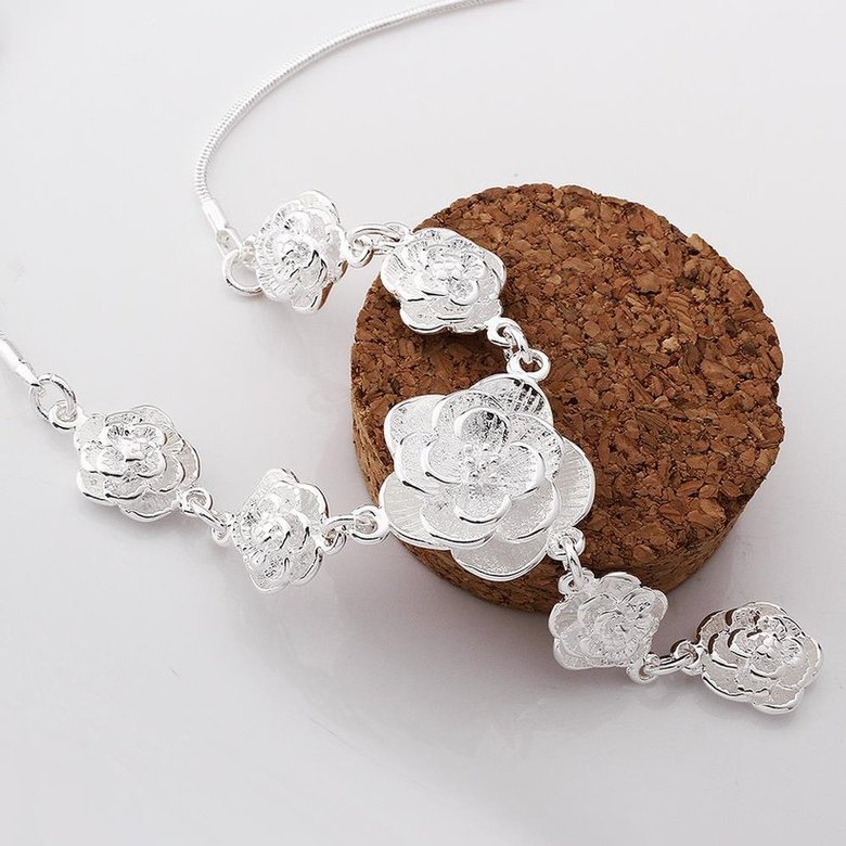 Wholesale Trendy Silver Plant CZ Necklace TGSPN124 0