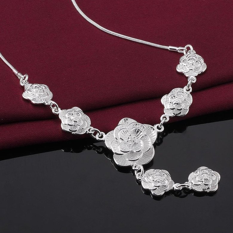 Wholesale Trendy Silver Plant CZ Necklace TGSPN124 1