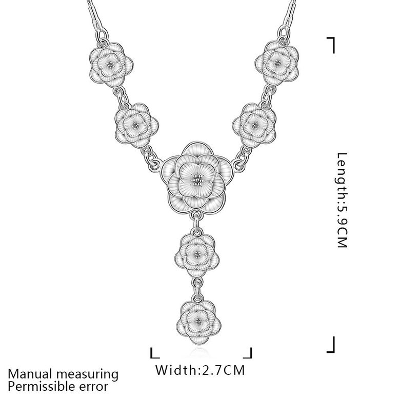 Wholesale Trendy Silver Plant CZ Necklace TGSPN124 4