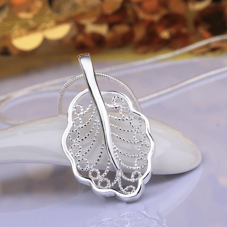 Wholesale Trendy Silver Plant Necklace TGSPN150 4