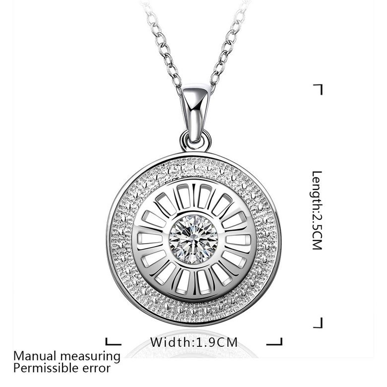Wholesale Trendy Silver Round CZ Necklace TGSPN162 0
