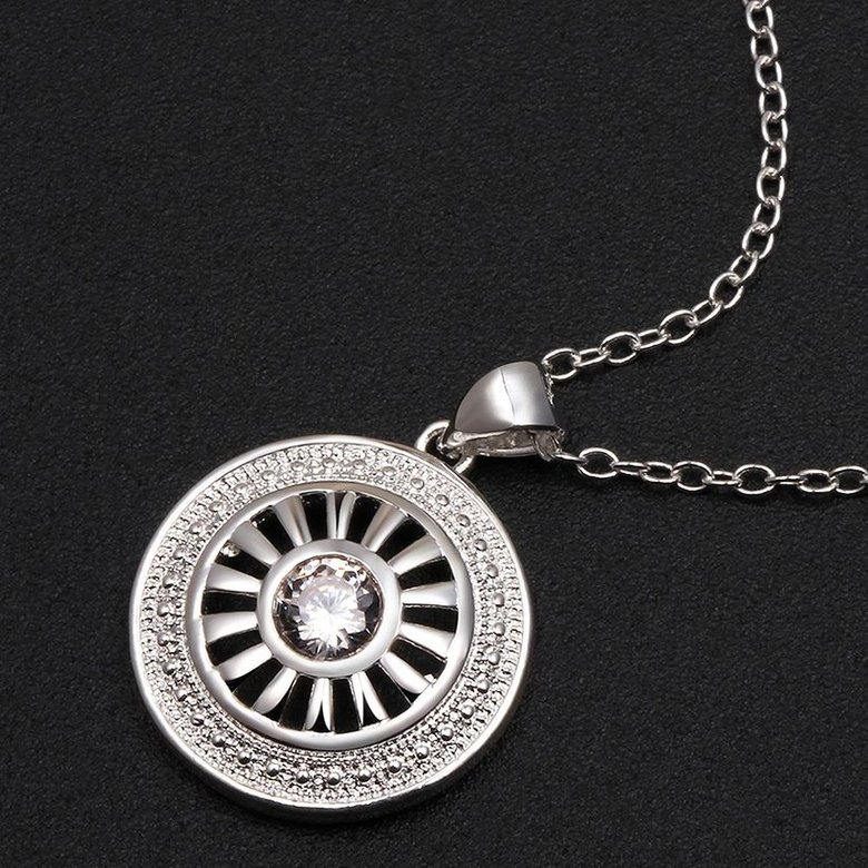 Wholesale Trendy Silver Round CZ Necklace TGSPN162 4