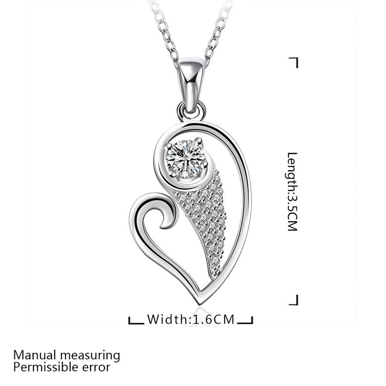 Wholesale Trendy Silver Heart CZ Necklace TGSPN174 2