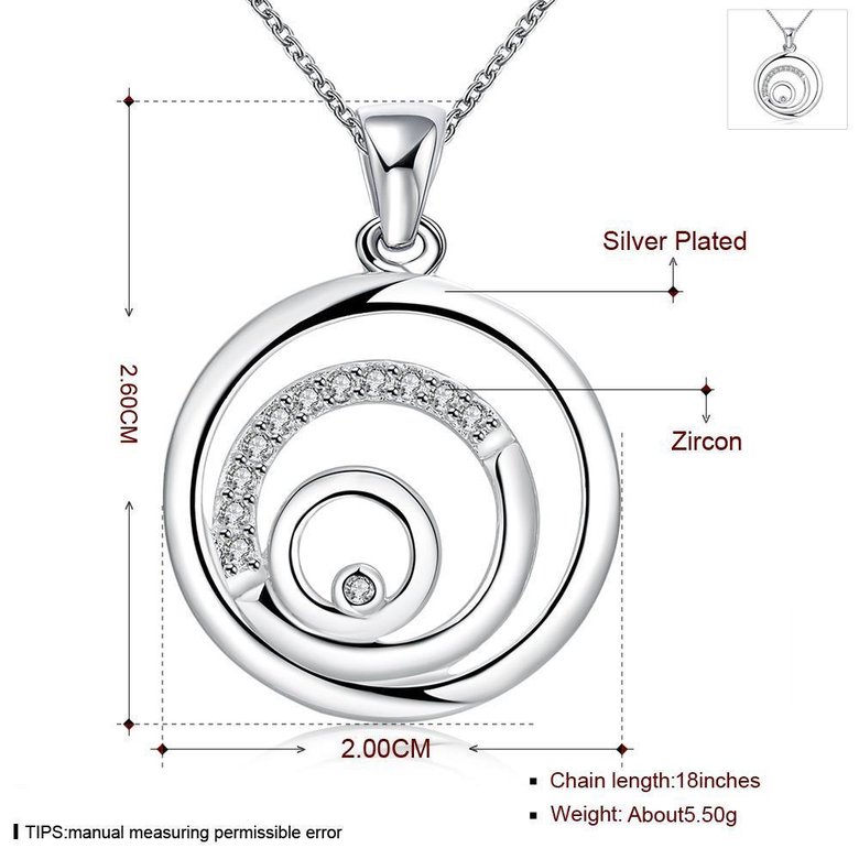 Wholesale Trendy Silver Round CZ Necklace TGSPN209 0