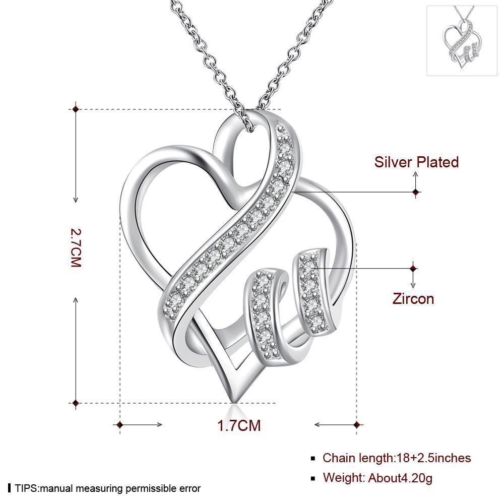 Wholesale Romantic Silver Heart CZ Necklace TGSPN236 0