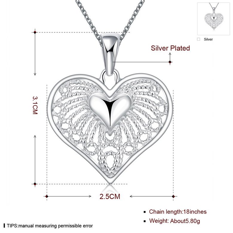 Wholesale Classic Silver Heart Necklace TGSPN244 0