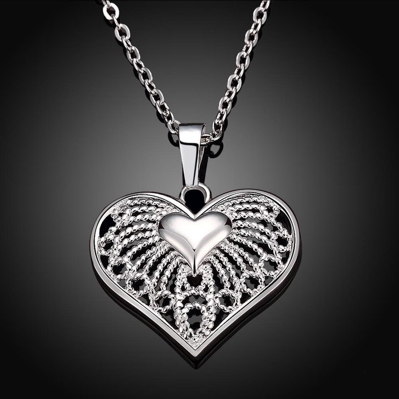 Wholesale Classic Silver Heart Necklace TGSPN244 1