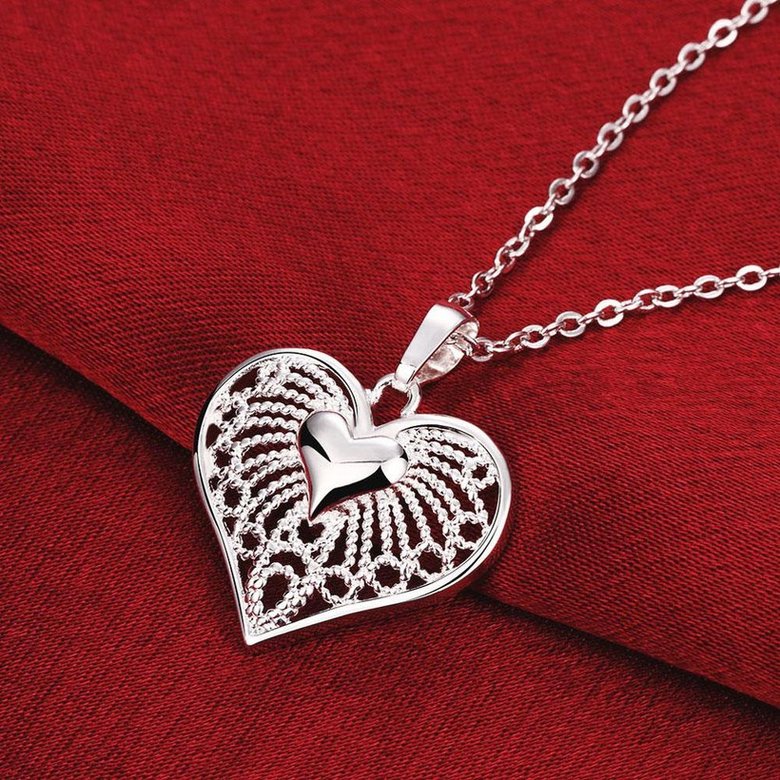 Wholesale Classic Silver Heart Necklace TGSPN244 2