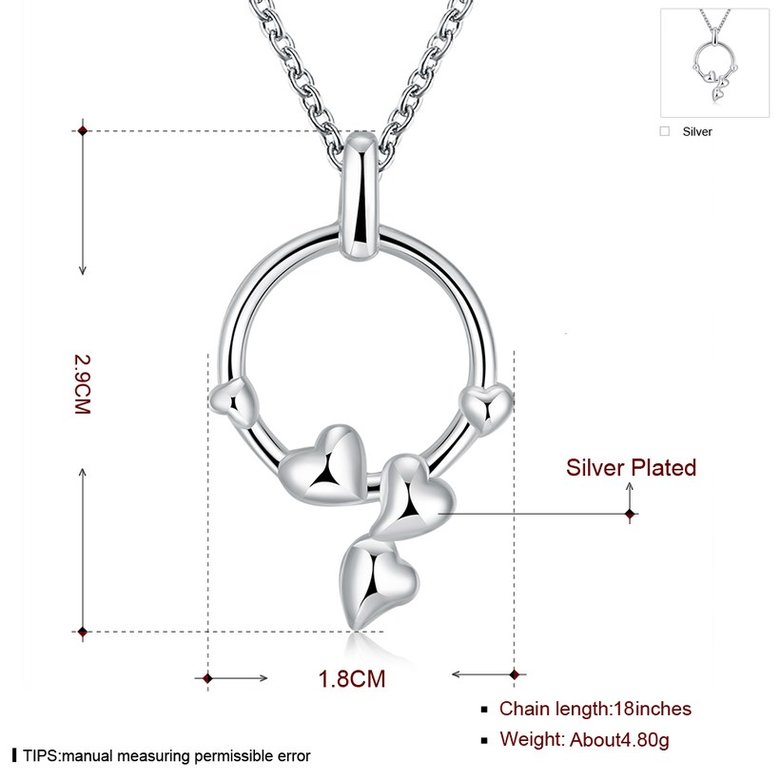 Wholesale Romantic Silver Heart Necklace TGSPN252 4