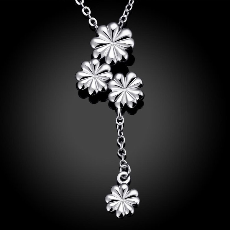 Wholesale Romantic Silver Plant Necklace TGSPN268 0