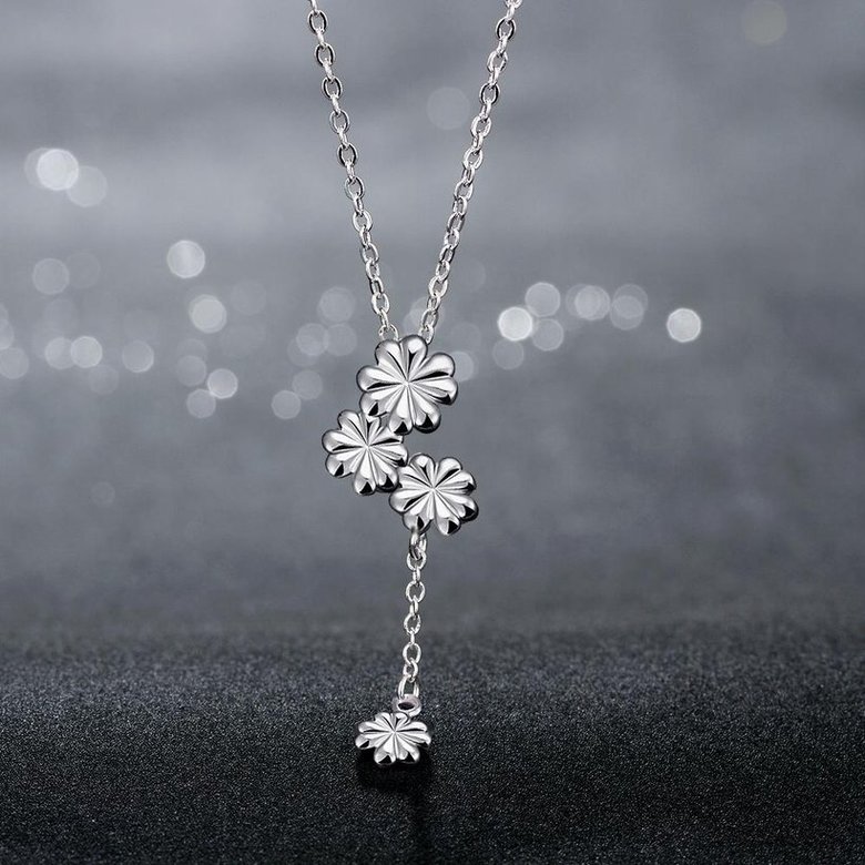 Wholesale Romantic Silver Plant Necklace TGSPN268 1