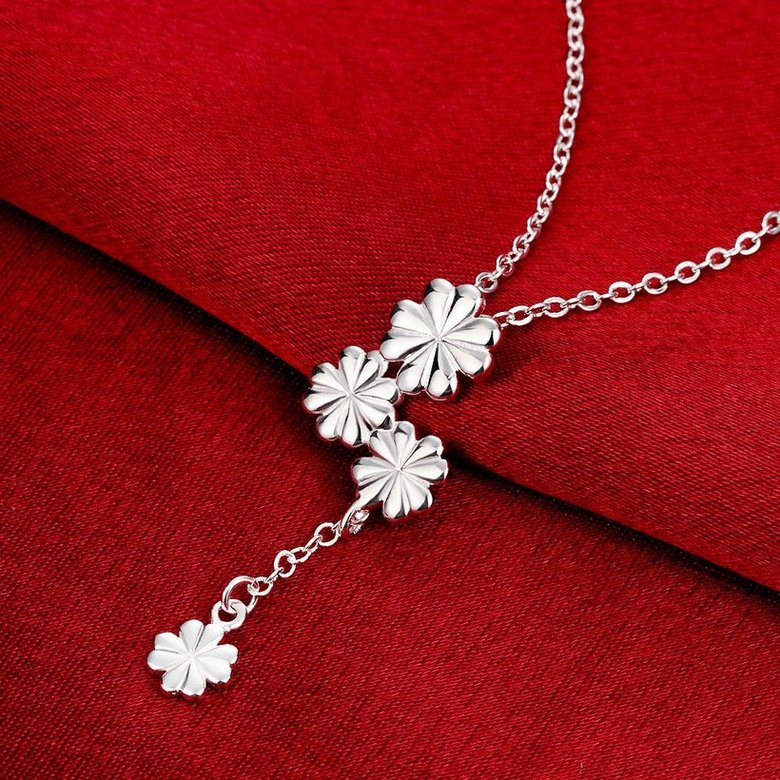 Wholesale Romantic Silver Plant Necklace TGSPN268 2
