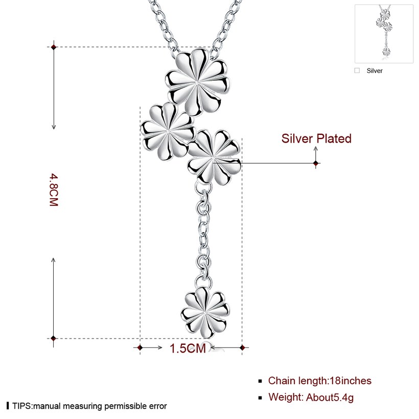 Wholesale Romantic Silver Plant Necklace TGSPN268 4
