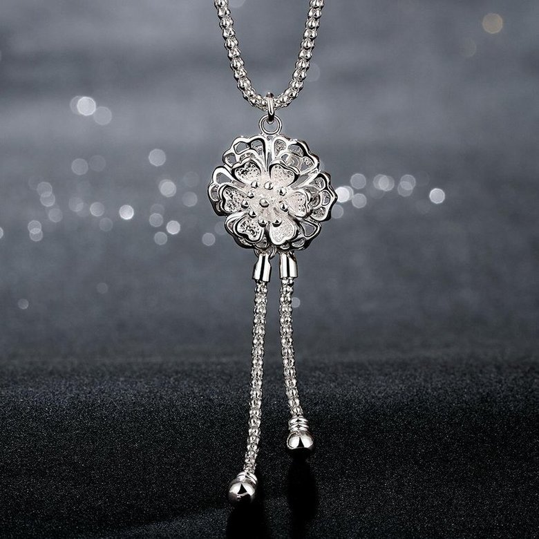 Wholesale Romantic Silver Plant Necklace TGSPN279 2