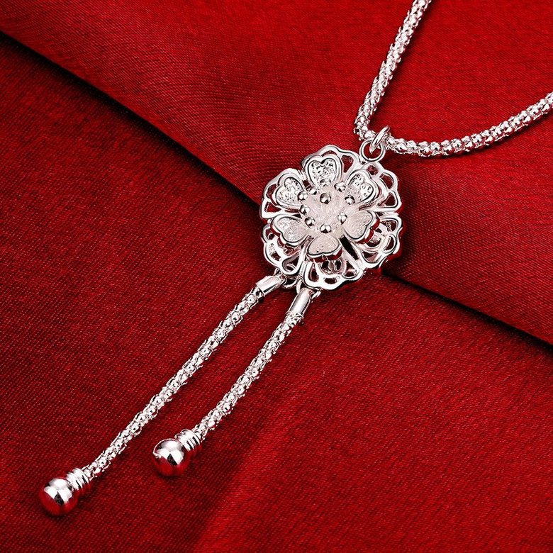 Wholesale Romantic Silver Plant Necklace TGSPN279 3