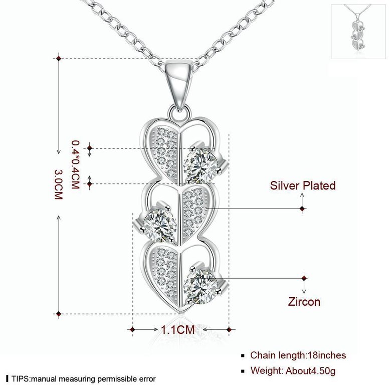 Wholesale Romantic Silver Heart CZ Necklace TGSPN281 0