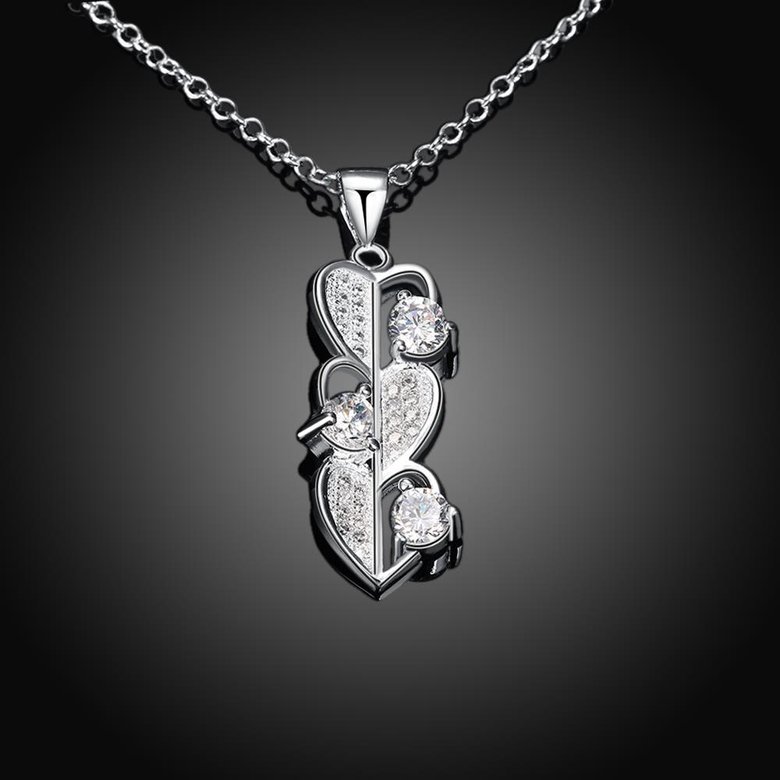 Wholesale Romantic Silver Heart CZ Necklace TGSPN281 2