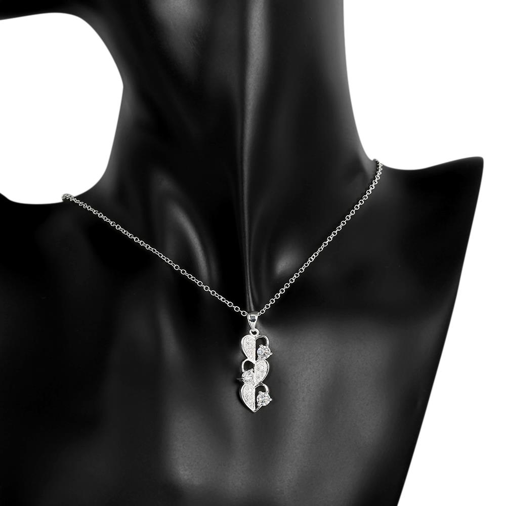 Wholesale Romantic Silver Heart CZ Necklace TGSPN281 4
