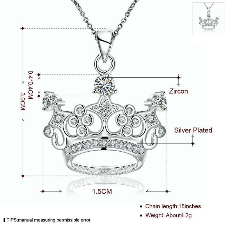 Wholesale Classic Silver Geometric CZ Necklace TGSPN286 0