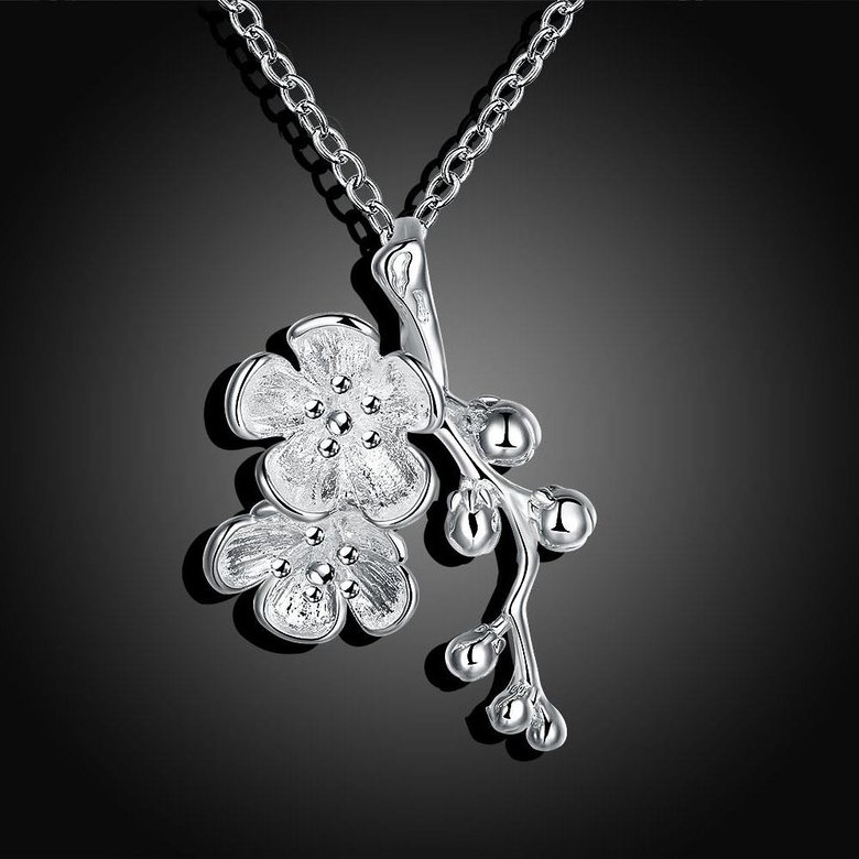 Wholesale Romantic Silver Plant Necklace TGSPN289 1