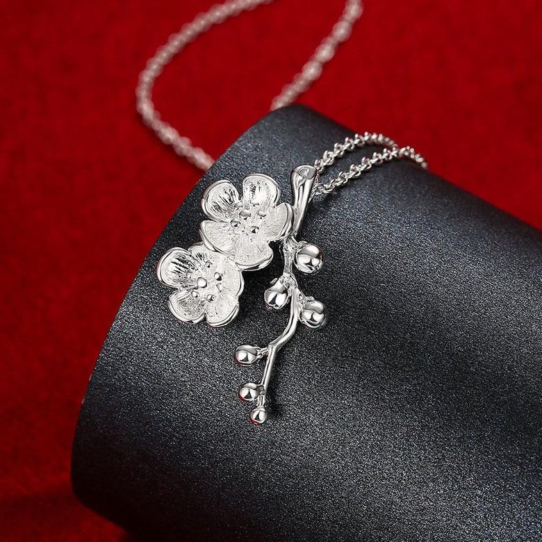 Wholesale Romantic Silver Plant Necklace TGSPN289 3