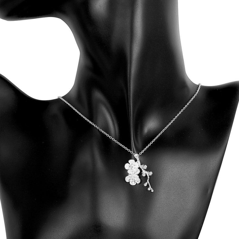 Wholesale Romantic Silver Plant Necklace TGSPN289 4