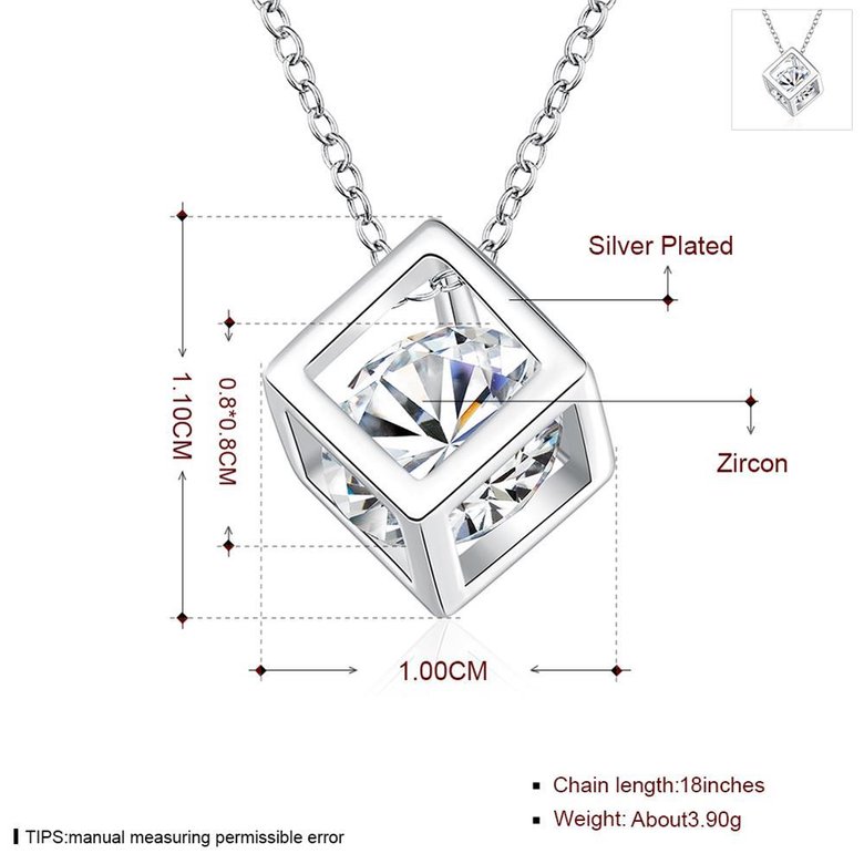 Wholesale Trendy Silver Geometric CZ Necklace TGSPN298 0
