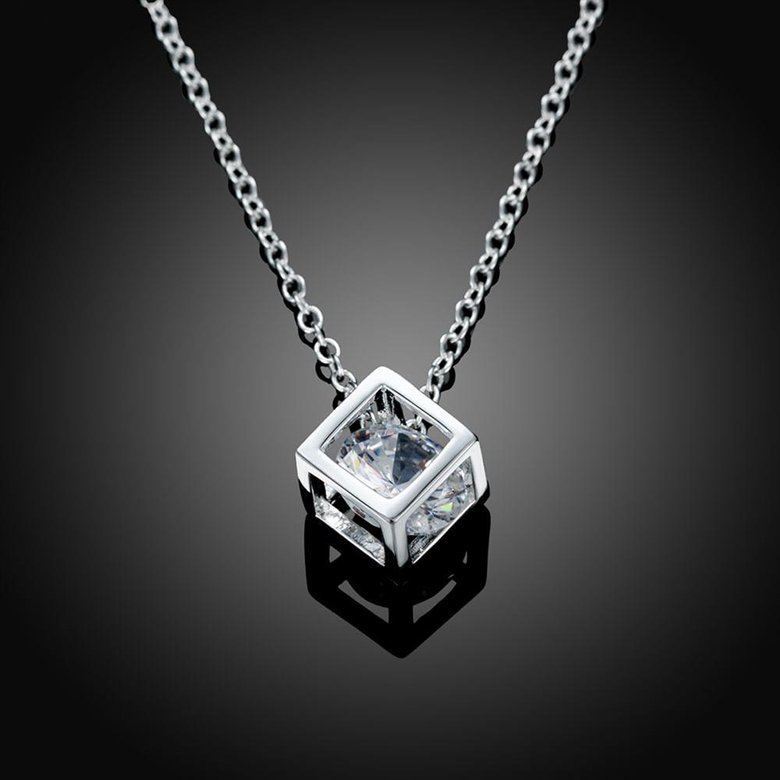 Wholesale Trendy Silver Geometric CZ Necklace TGSPN298 1