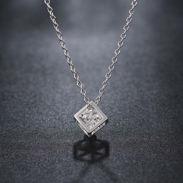 Wholesale Trendy Silver Geometric CZ Necklace TGSPN298 2