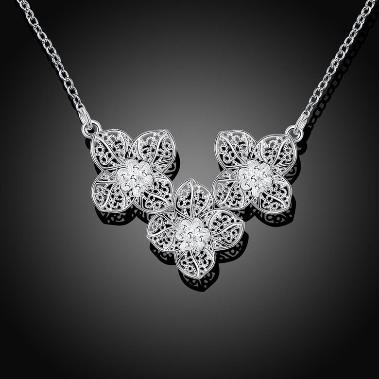 Wholesale Romantic Silver Plant Necklace TGSPN306 1