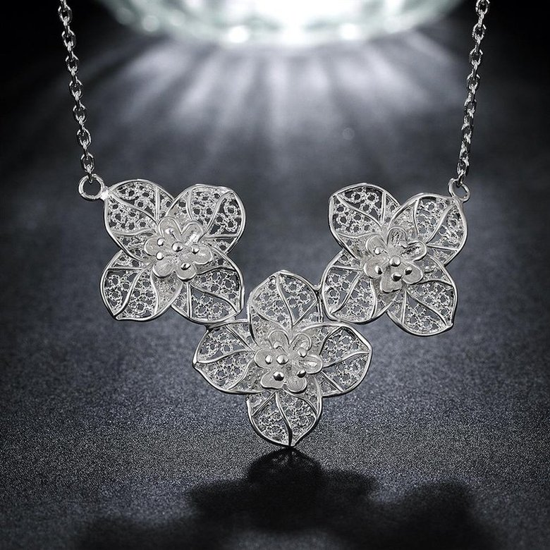 Wholesale Romantic Silver Plant Necklace TGSPN306 2