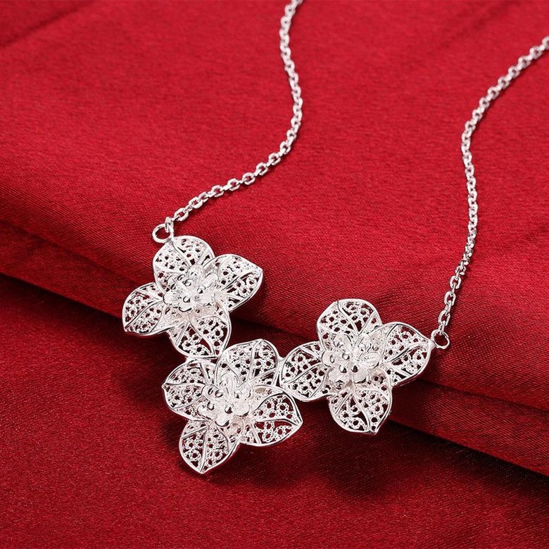 Wholesale Romantic Silver Plant Necklace TGSPN306 3