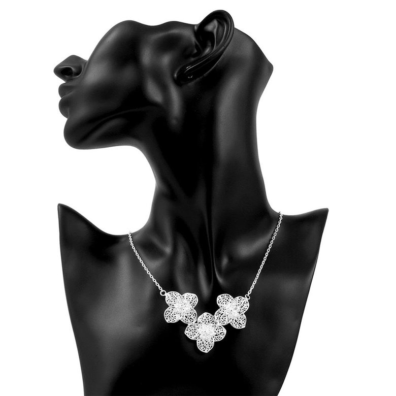 Wholesale Romantic Silver Plant Necklace TGSPN306 4