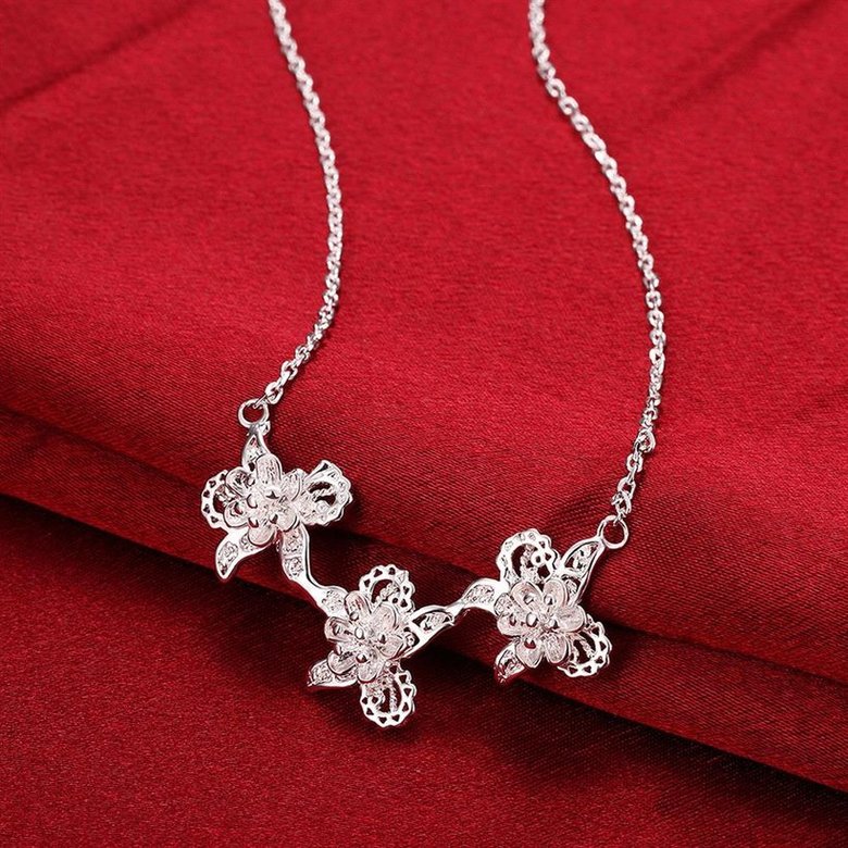 Wholesale Romantic Silver Plant Necklace TGSPN308 3