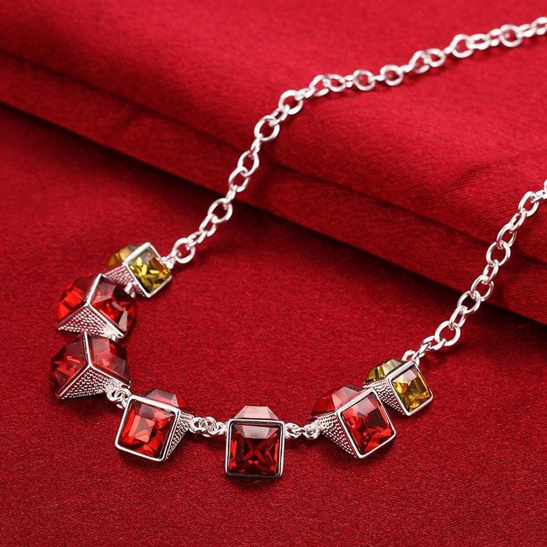 Wholesale Trendy Silver Geometric Resin Necklace TGSPN019 3